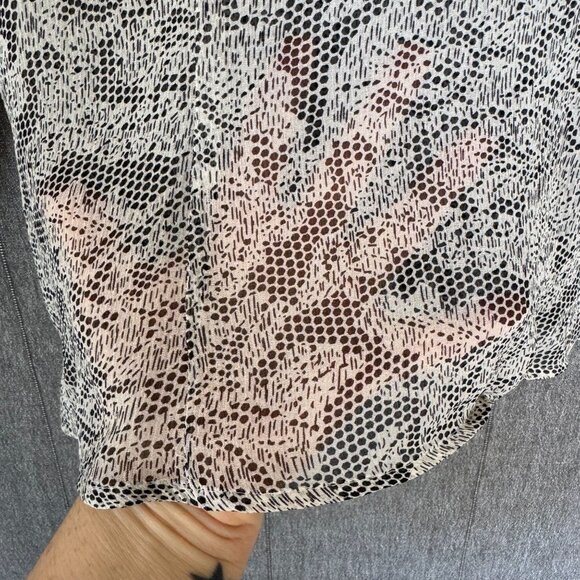 Vintage Y2K INC Silk Black White Lace Print Victorian Collar Long Sleeve Blouse - Picture 7 of 15